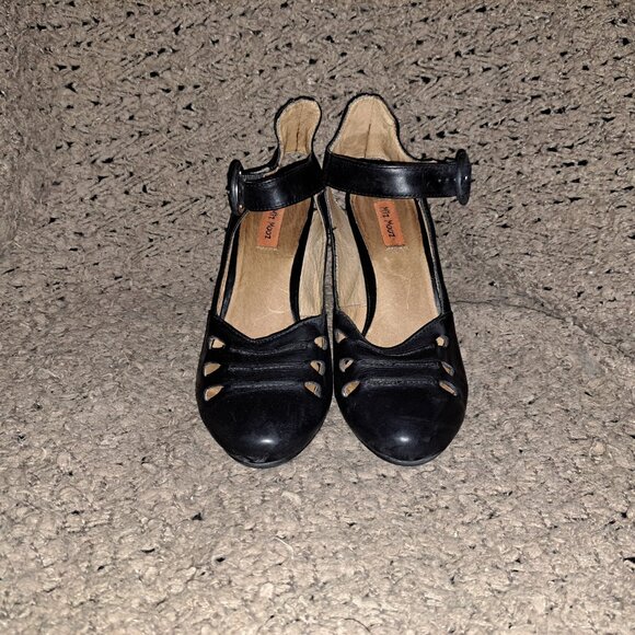 MIZ MOOZ-Strawberry-Black Leather-Ankle Wrap Heels-Sz 8-Excellent - Picture 3 of 8